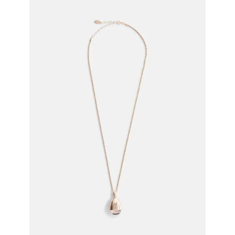 Scenario Women's Gold-Tone Necklace with Clear Resin Pendant | Walmart (US)