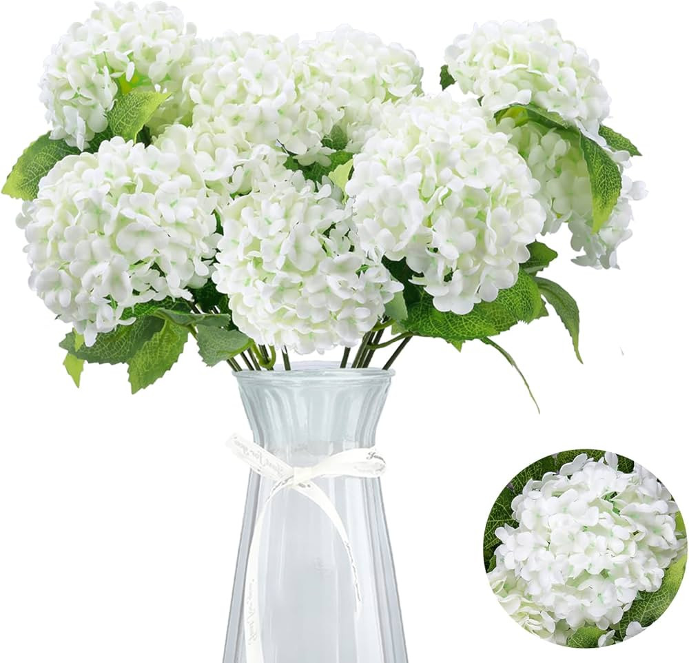 GREENTIME Tiny Artificial 7 Heads Hydrangea Bouquet Faux 13 Inches Mini Silk Hydrangea Flowers fo... | Amazon (US)