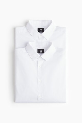 H & M - 2-Pack Slim-Fit Easy-Iron Shirts - White | H&M (US + CA)