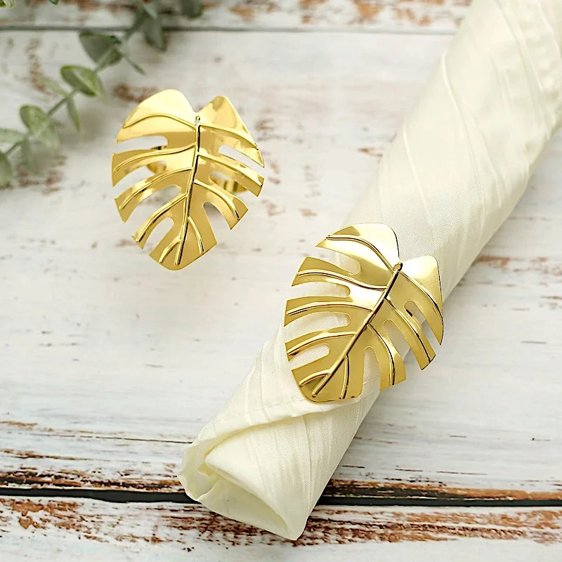 BalsaCircle 4 Metallic Gold Napkin Rings Tropical Leaf Design - Walmart.com | Walmart (US)