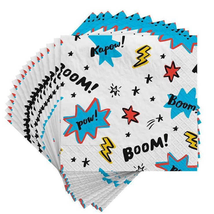 20ct Superhero Pow Lunch Paper Napkins - Spritz™ | Target