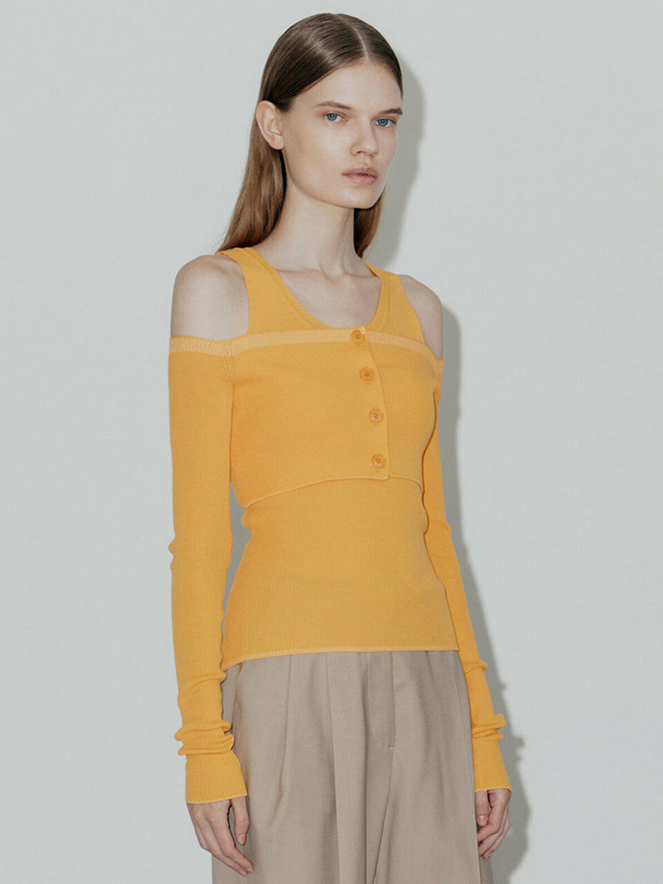 Off Shoulder Cardigan Set (Orange) | W Concept (US)