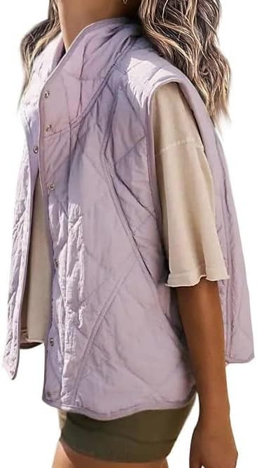 Veatzaer Womens Puffer Vest Cropped Quilted Stand Collar Lightweight Jacket Sleeveless Button Dow... | Amazon (US)