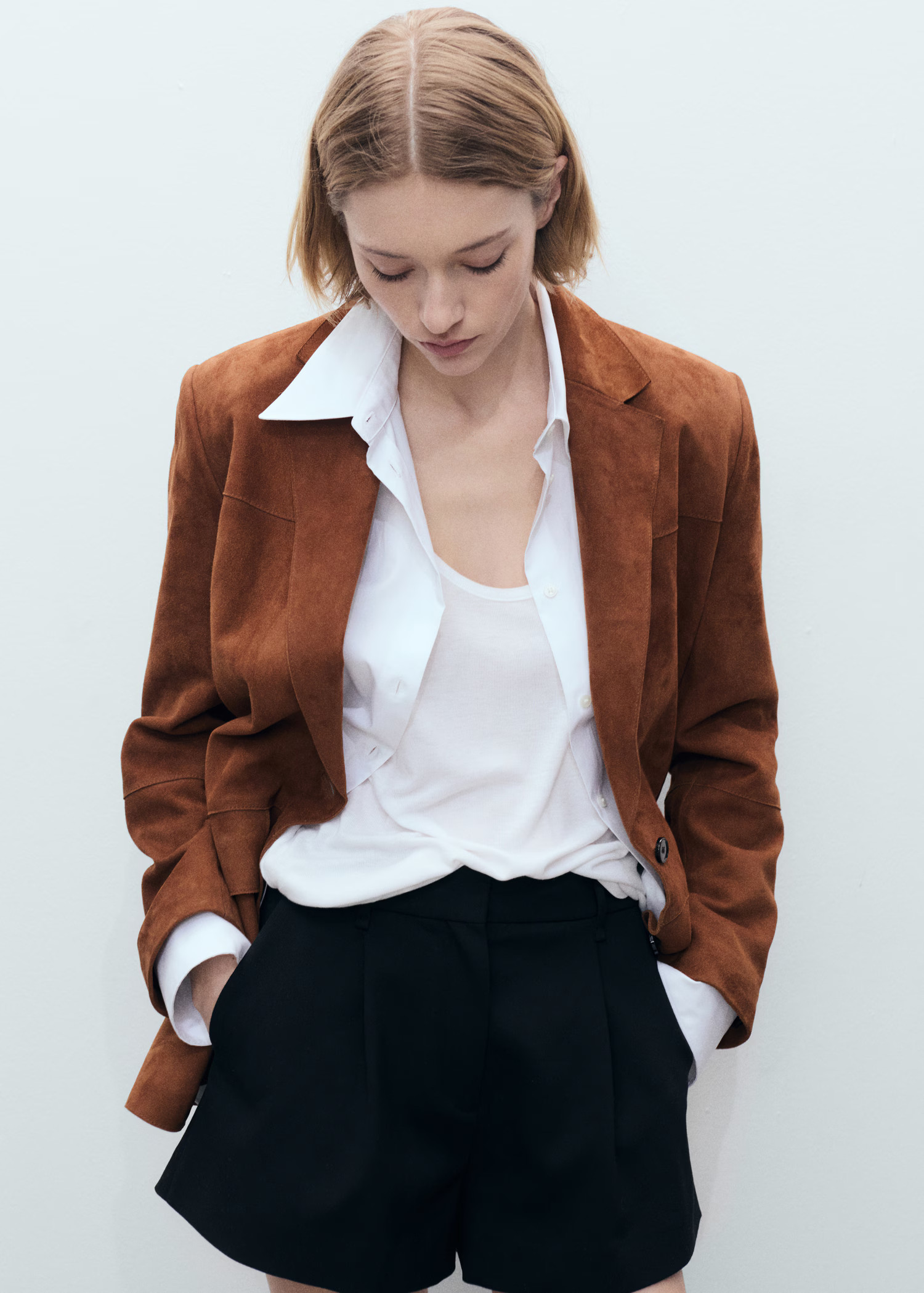 Straight suede blazer - Women | MANGO USA | Mango (US/MX/AU)