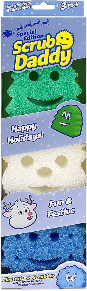 Scrub Daddy Sponge Set - Winter Shapes - Non Scratch Scrubbers for Dishes and Home, Odor Resistan... | Amazon (US)