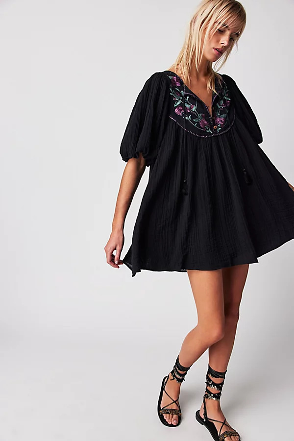 Rosa Linda Embroidered Mini Dress by Free People, Black Combo, L | Free People (Global - UK&FR Excluded)