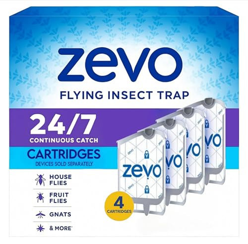 Zevo Flying Insect Refill Cartridges | Indoor Replacement for Zevo Plug-in Devices | Long-Lasting, Chemical-Free Solution for Flying Insects (4 Refill Cartridges) | Amazon (US)