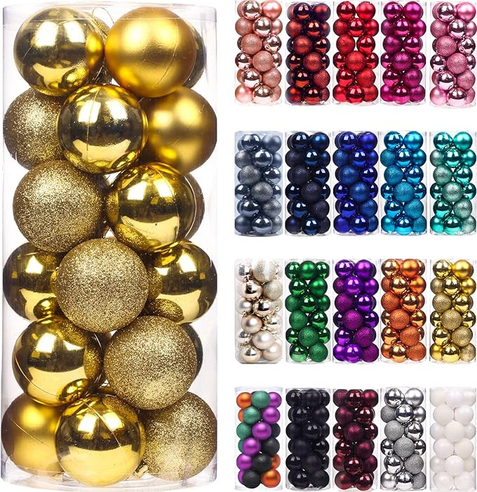 Emopeak 24Pcs Mini Christmas Balls Ornaments for Xmas Tree - 1.57 Inch Small Shatterproof Christm... | Amazon (US)