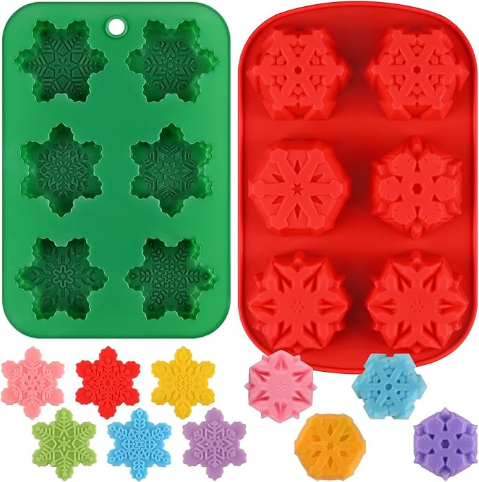 HUAKENER 2 Pack Snowflakes Soap Molds, Large Size Christmas Soap Molds, Snowflakes Silicone Mold ... | Amazon (US)