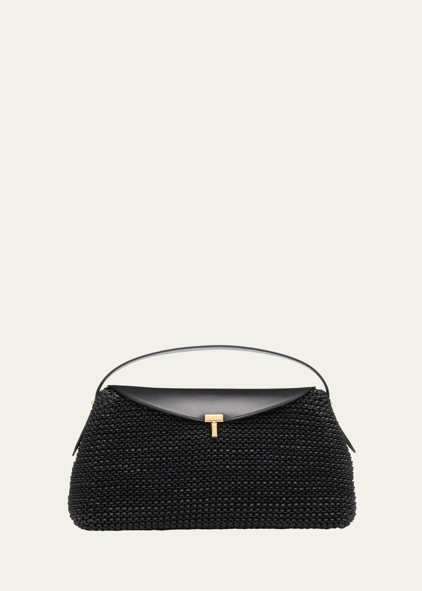 Toteme T Lock Woven Leather Top-Handle Bag | Bergdorf Goodman