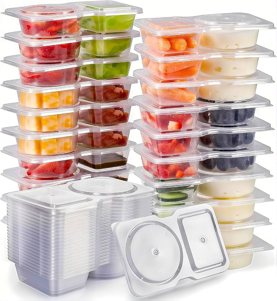Reusable Snack Containers with Lids 20Pcs,New Snack Containers,Snackle Box Container Portion Control,Snack Pack Containers,Double Compartment Snack Containers for On-the-Go Meals and Camping | Amazon (US)