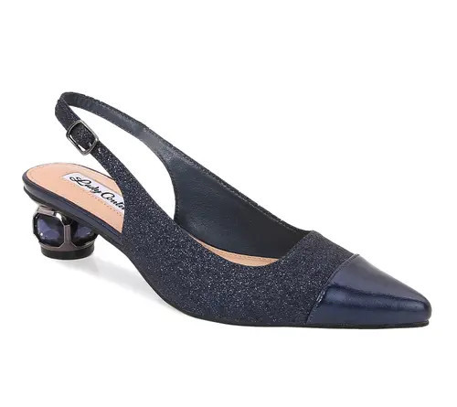 LADY COUTURE Jewel Heel Slingback Pump in Navy at Nordstrom, Size 10 | Nordstrom