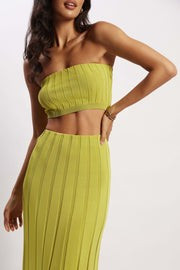 Jasmyn Flute Midi Skirt - Olive | MESHKI US