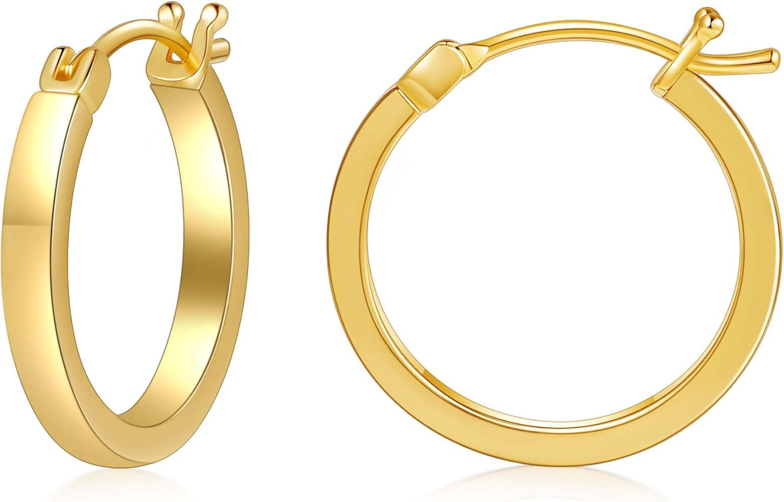 Gacimy Flatted Gold Hoop Earrings for Women 14K Real Gold Plated with 925 Sterling Silver Post | Amazon (US)