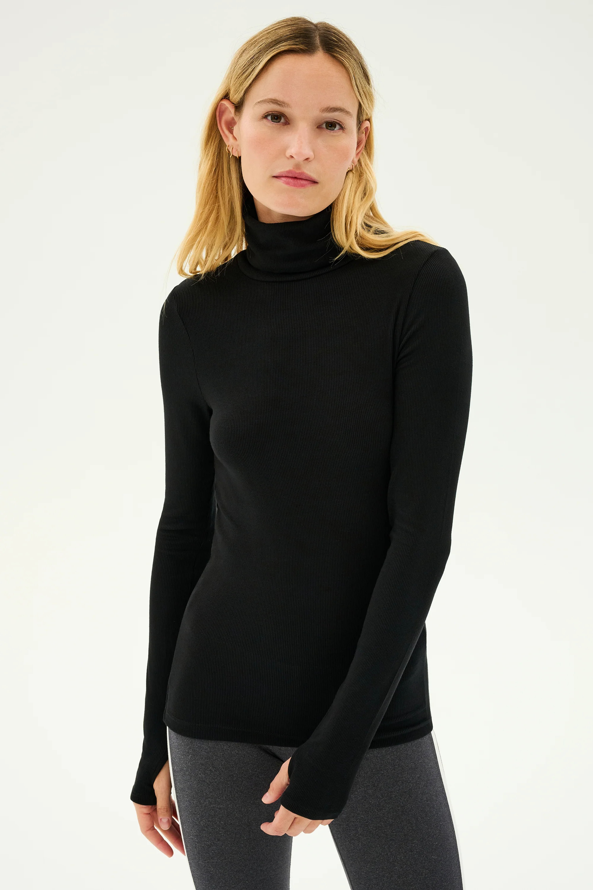 Jackson Rib Full Length Turtleneck - Black | Splits59.com