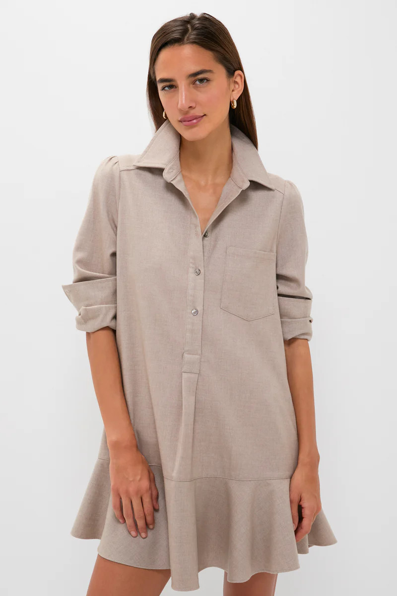 Taupe Brushed Wool Callahan Shirt Dress | Tuckernuck (US)