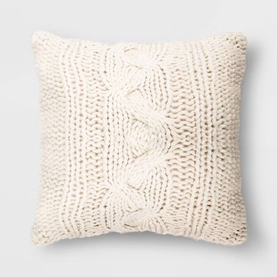 24"x24" Holiday Oversized Chunky Cable Knit Square Throw Pillow - Threshold™ | Target