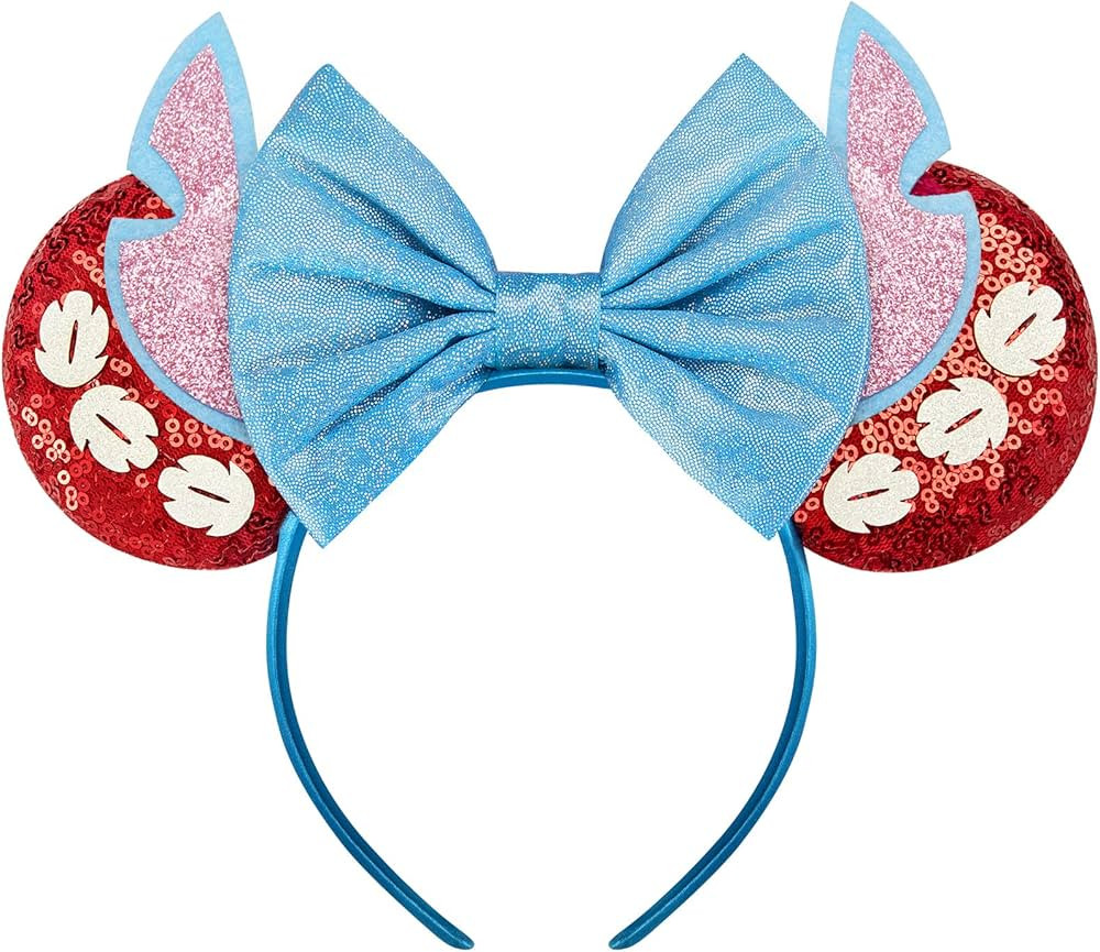 RAZKO Stitch Minnie Ears Headband, Sequin Lilo Mickey Ears Headband Mouse ears Headband for Women... | Amazon (US)
