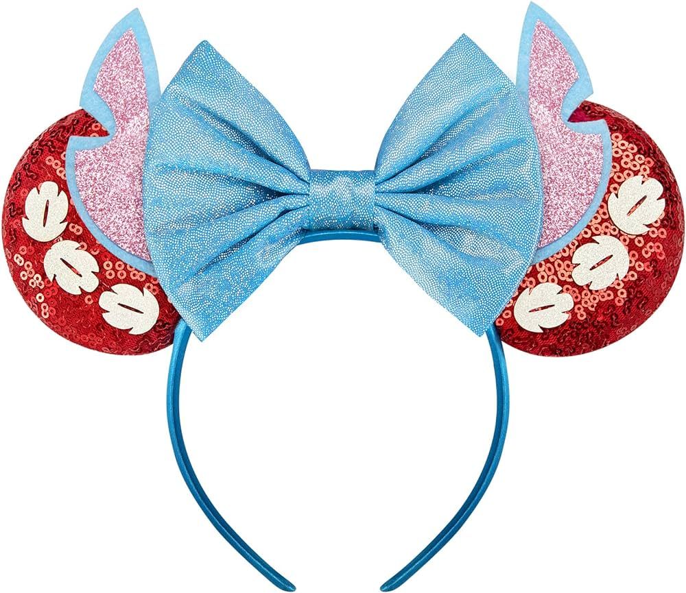 RAZKO Stitch Minnie Ears Headband, Sequin Lilo Mickey Ears Headband Mouse ears Headband for Women... | Amazon (US)