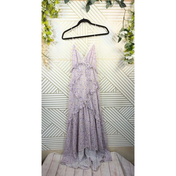 FOR LOVE & LEMON'S Women's Cayne Maxi Dress Lavender Tie Back Size Large NEW | Poshmark