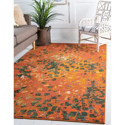 Meadow Geometric Poppy Area Rug | Wayfair North America