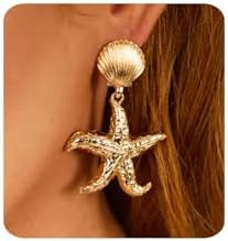 Chunky Gold Earrings for Women Trendy 14K Gold Plated Waterproof Statement Starfish Drop Dangle E... | Amazon (US)