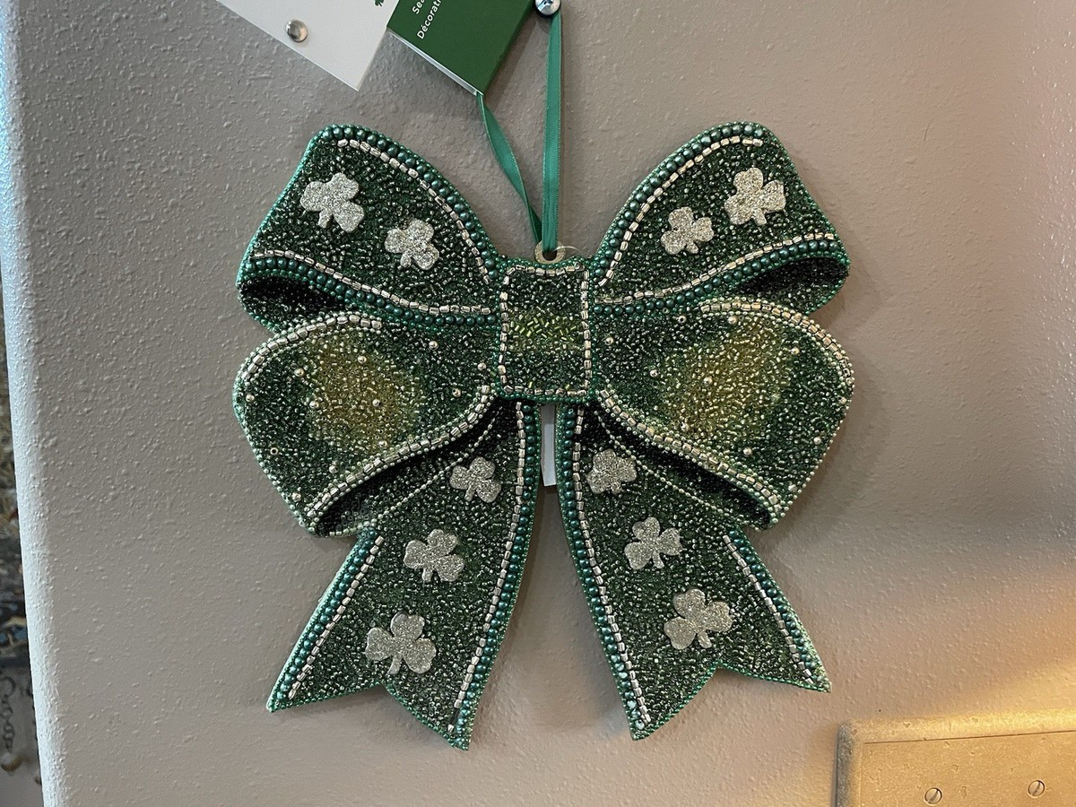 Fly By Night St. Patrick's Day Beaded Bow Plaque Home Decor Wall Hanging | eBay US