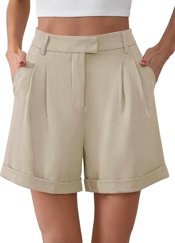 Gracyoga Shorts for Women Trendy Summer Elastic High Waisted Wide Leg Casual Short Loose Cuffed H... | Amazon (US)