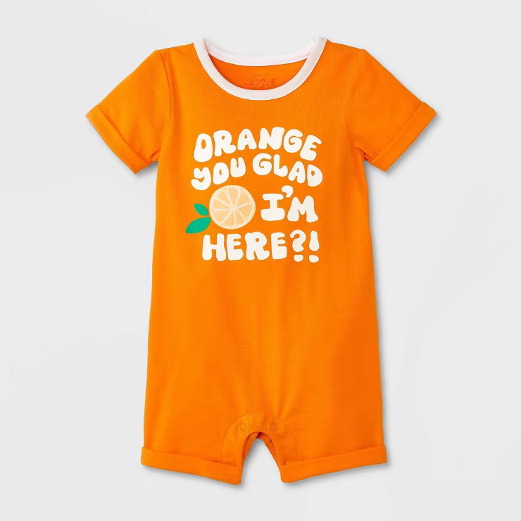 Baby Graphic Romper - Cat & Jack™ Orange | Target