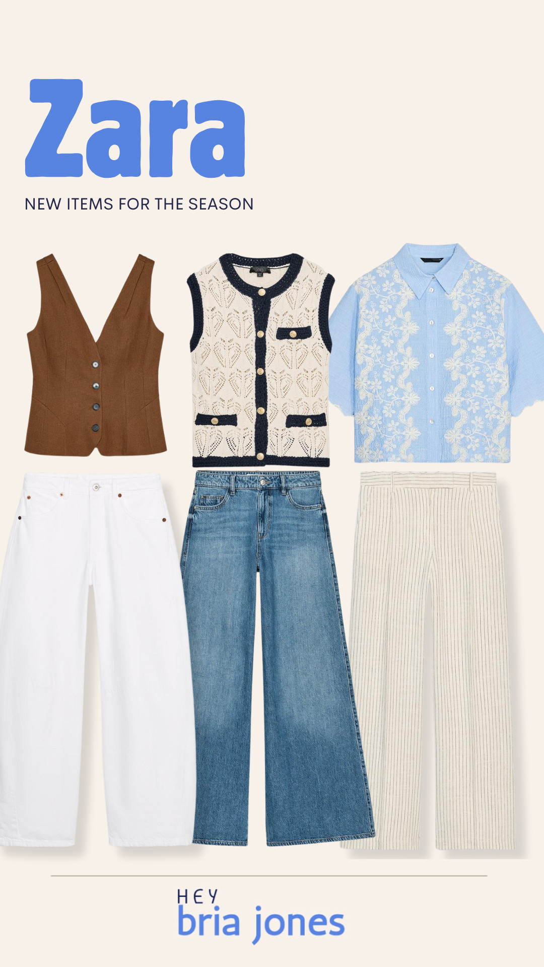 New items at Zara! These pieces are so cute to mix and build unique outfits with 

🤎🤎🤎



crochet vest

knit vest

embroidered blouse

wide leg jeans

white jeans

pinstripe trousers

button up blouse

summer vest

neutral style

tailored vest

light wash denim

striped pants outfit 

 #LTKSeasonal #LTKStyleTip