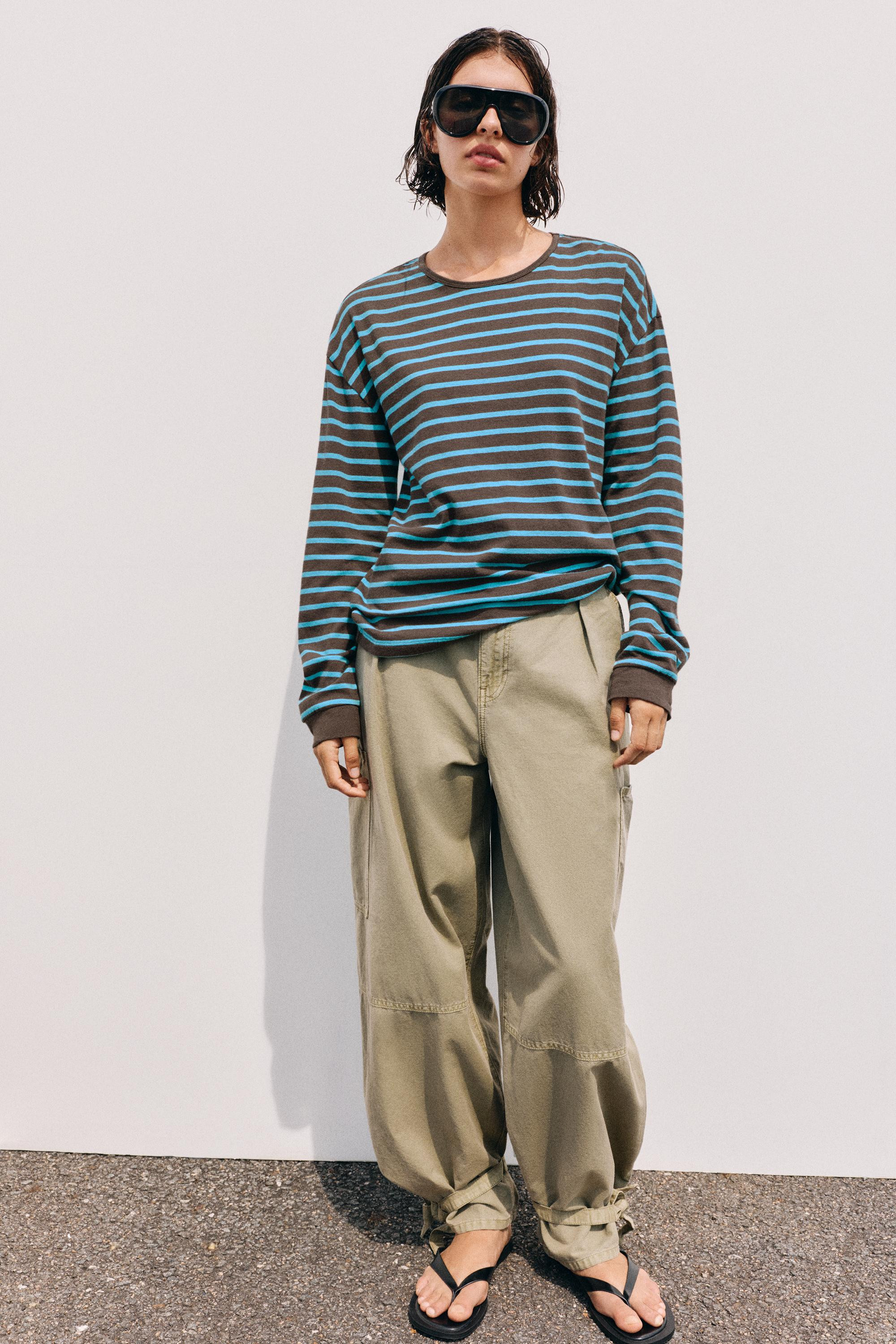 Oversize long sleeve striped T-shirt | PULL and BEAR UK