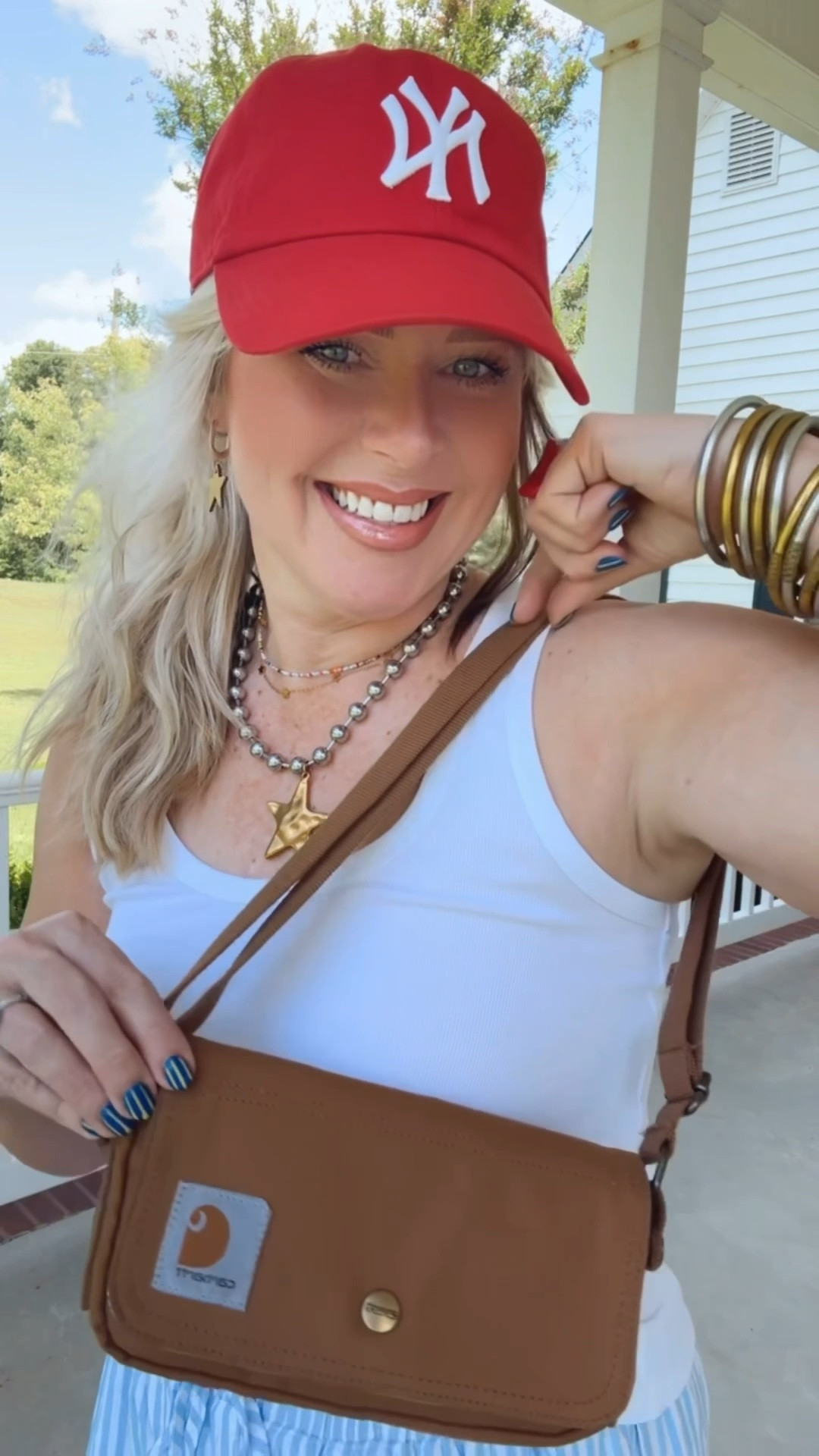 This was the cutest fit! Amazon and Target finds and made a perfect Memorial Day look! 
This knitted tank is SO GOOD! I’m in a medium. 
These striped comfy pants are also a medium and adorable. 
💫Save on star necklace with code MANDIE

#LTKOver40 #LTKootd #LTKgrwm