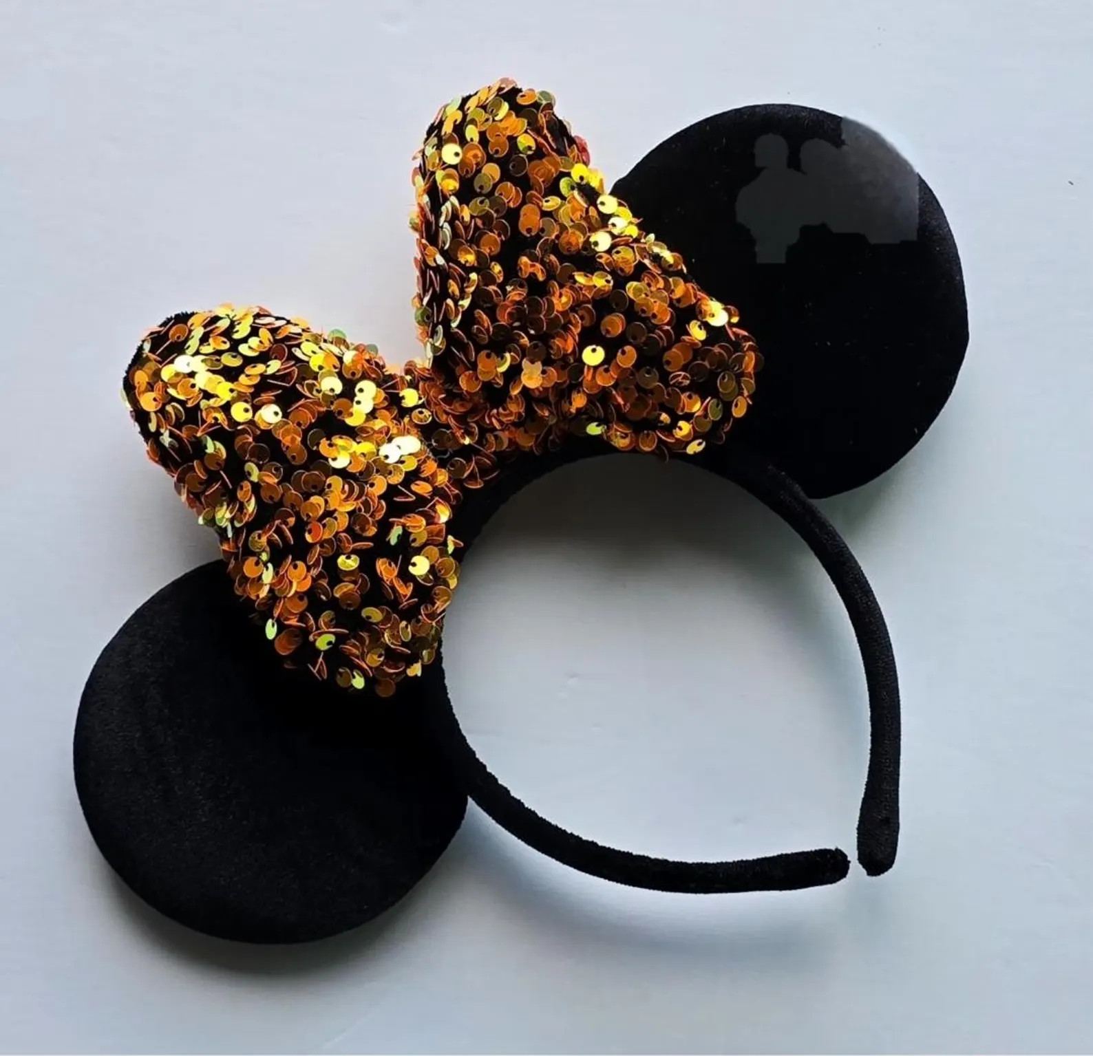 Halloween Black Velvet Mouse Ears With Orange Sequin Bow | Etsy (Global)
