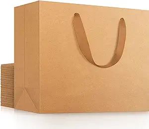 EUSOAR Extra Large Gift Wrap Bags in Bulk, 20 Pack 16x6x12 inches Kraft Paper Bags with Handles, ... | Amazon (US)