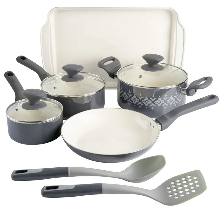 Spice by Tia Mowry - Nonstick Ceramic 10PC Charcoal Aluminum Cookware Set | Walmart (US)