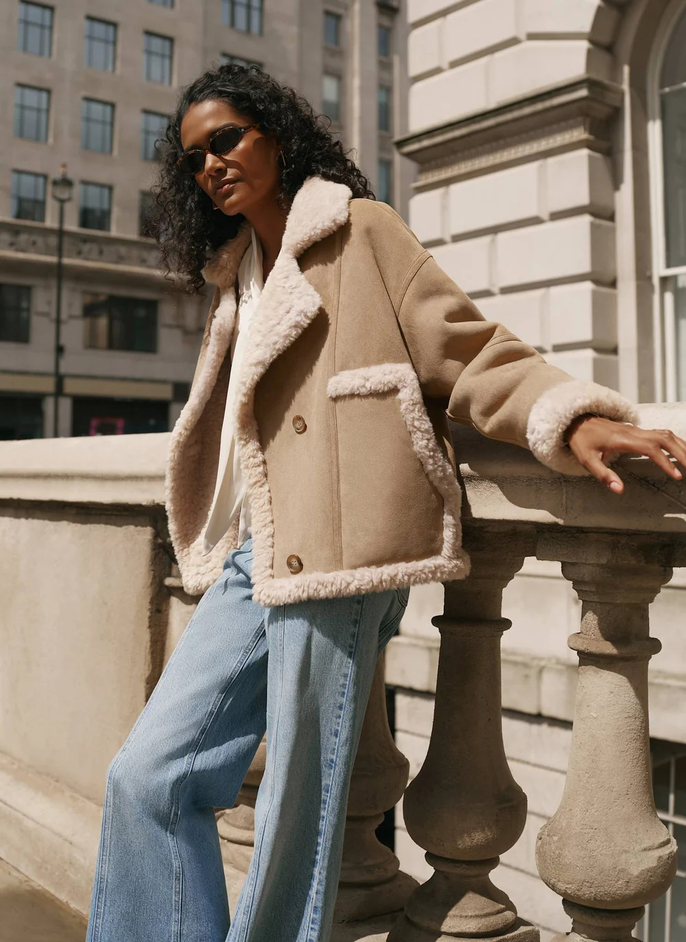 Neutral Faux Fur Reversible Jacket | Mint Velvet - ROW