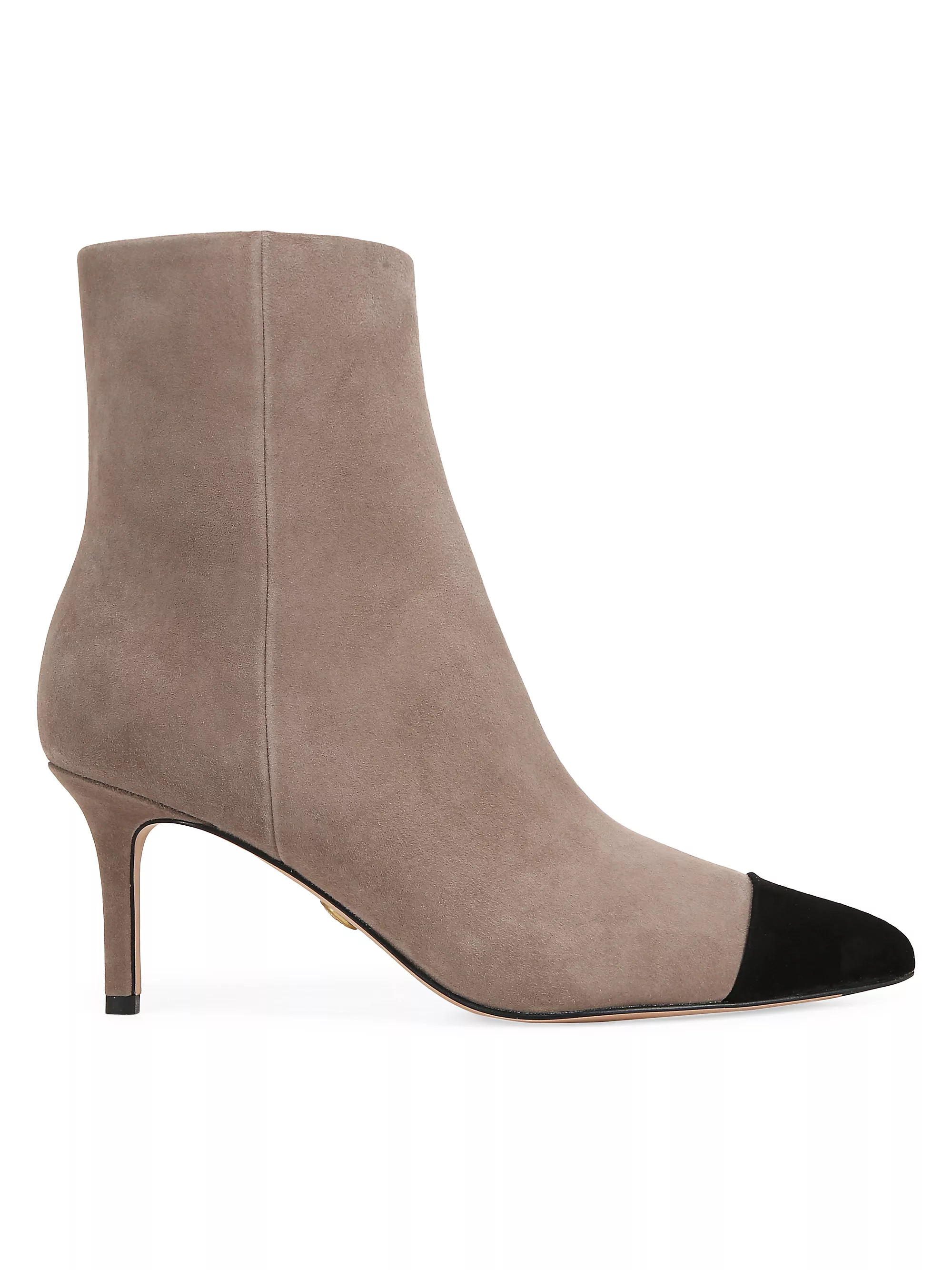 Lisa Cap-Toe 70MM Suede Booties | Saks Fifth Avenue
