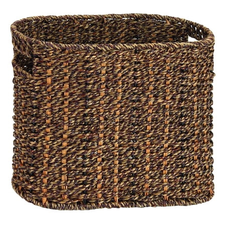 Decmode - Large, Oval, Natural Brown Seagrass Magazine Rack, Woven Wicker Magazine Rack, Wicker Rack | Walmart (US)