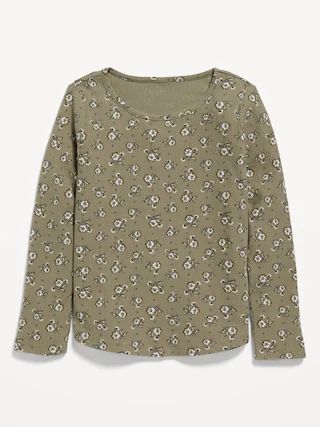 Cozy Long-Sleeve Printed Rib-Knit T-Shirt for Girls | Old Navy (US)