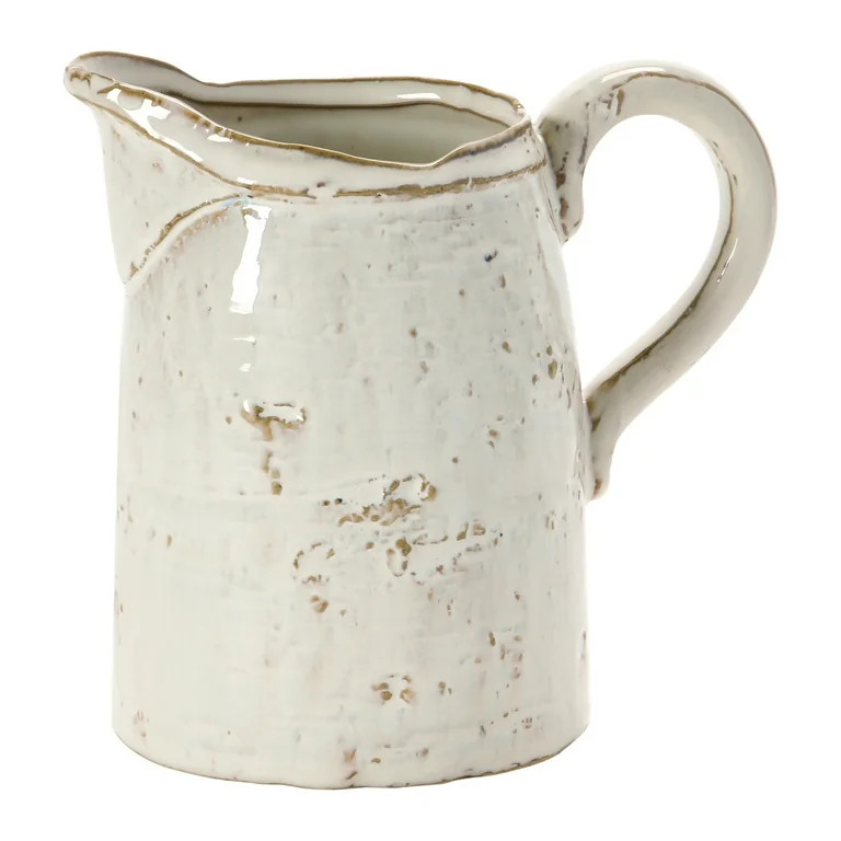 Creative Co-Op 28 oz. Stoneware Pitcher, Reactive Glaze, White (Each One Will Vary) - Walmart.com | Walmart (US)