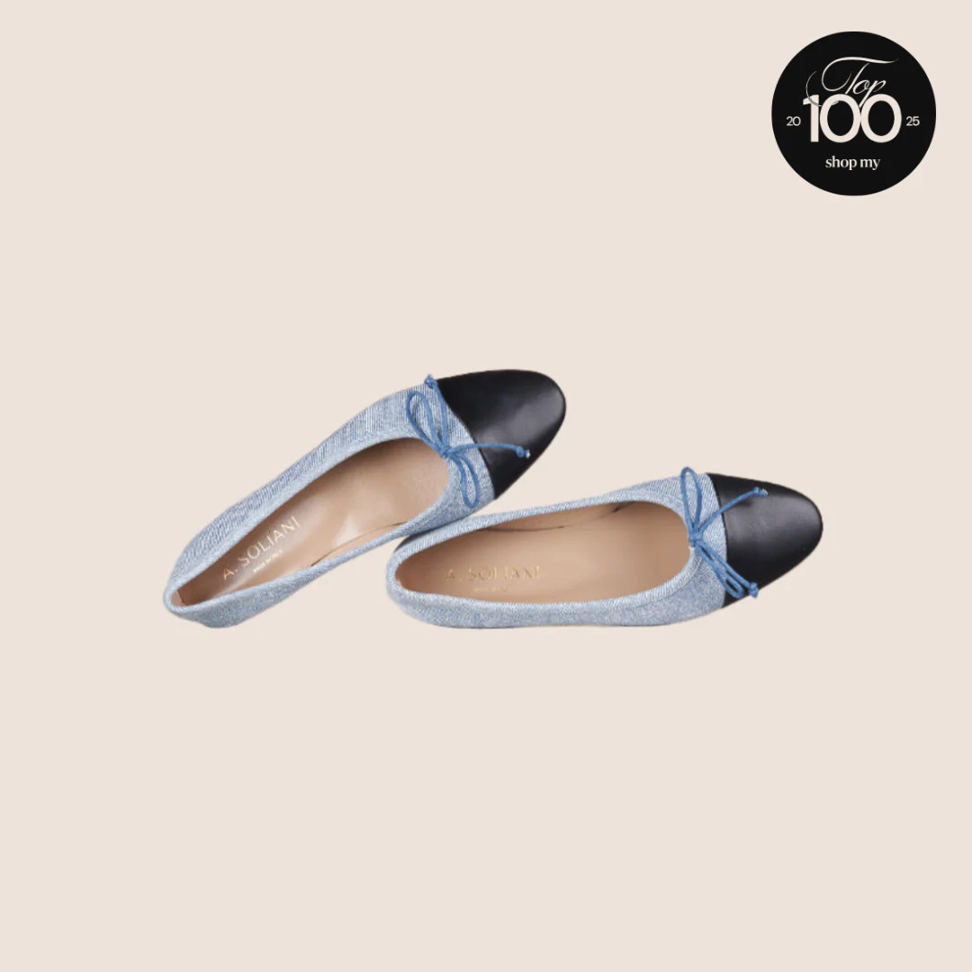 Como Ballet Flat in Denim/Black | A. Soliani | A.Soliani