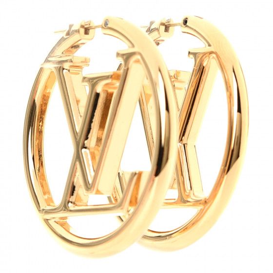 LOUIS VUITTON Louise Hoop Earrings Gold | Fashionphile