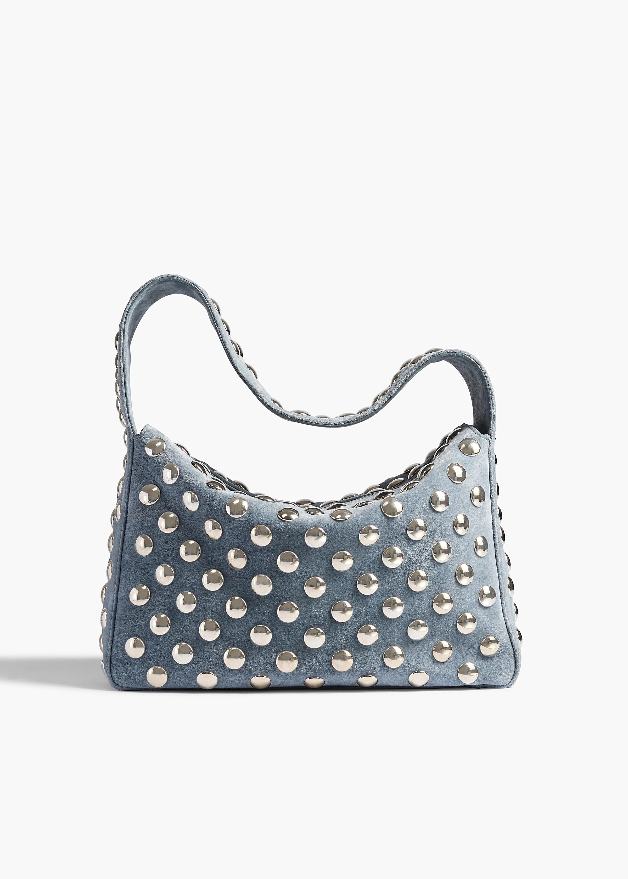 KHAITE - Elena Bag In Lead Suede With Silver Studs | Khaite