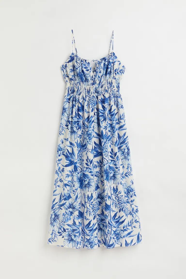 Katoenen jurk met smokwerk | H&M (DE, AT, CH, DK, NL, NO, FI)