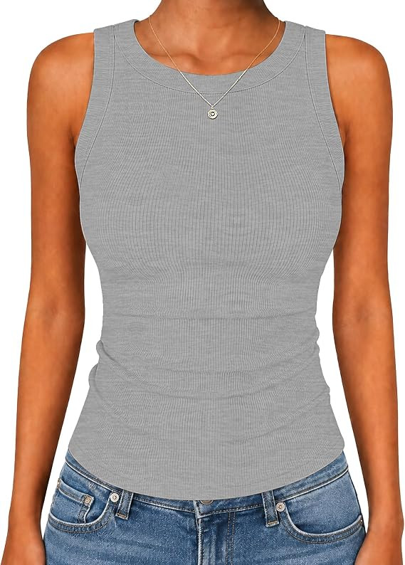GAYHAY Womens Ribbed Tank Tops High Neck Sleeveless Soft Stretchy Slim Fit Racerback Shirts for C... | Amazon (US)