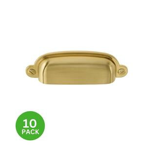 10-Pack Garner 2-3/4 in. (70 mm) Center-to-Center Traditional Satin Brass Cup Drawer Pull | The Home Depot