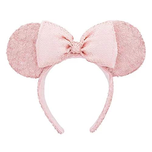 Disney Parks Millennial Pink Minnie Mouse Ear Sequined Headband | Walmart (US)