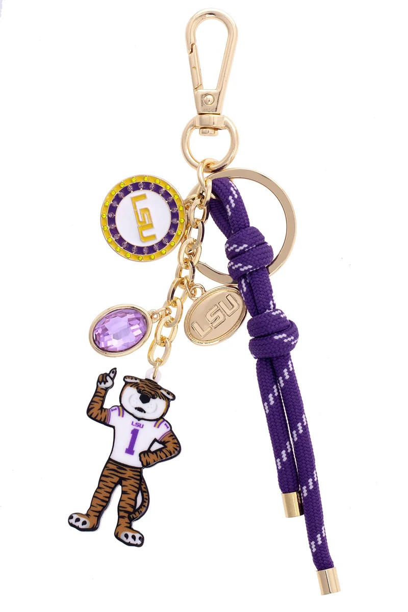 LSU Tigers Cluster Bag Charm in Purple & Shiny Gold | CANVAS