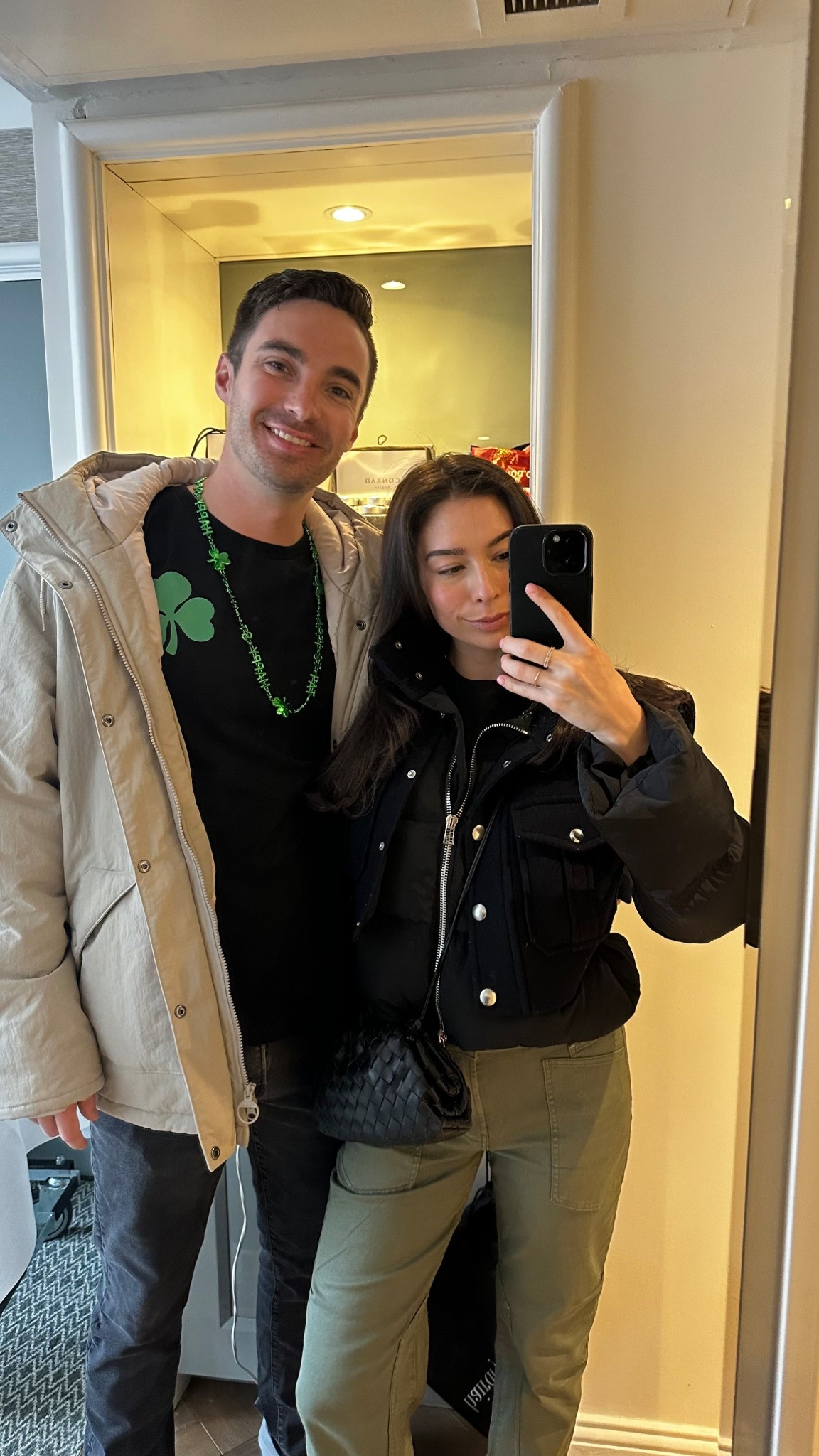 St. Patrick’s Day outfit! 

Men’s jacket - Barbour SHOREMAN SHOWERPROOF

Women’s jacket - Old Veronica Beard layered jacket 