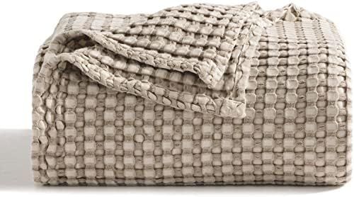 BEDSURE Cotton Waffle Weave Blanket Queen Size - Lightweight and Soft Blankets for Queen Bed, Coo... | Amazon (US)